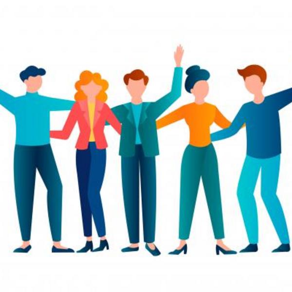 cartoon people helping