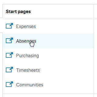 Screenshot of Absences menu item